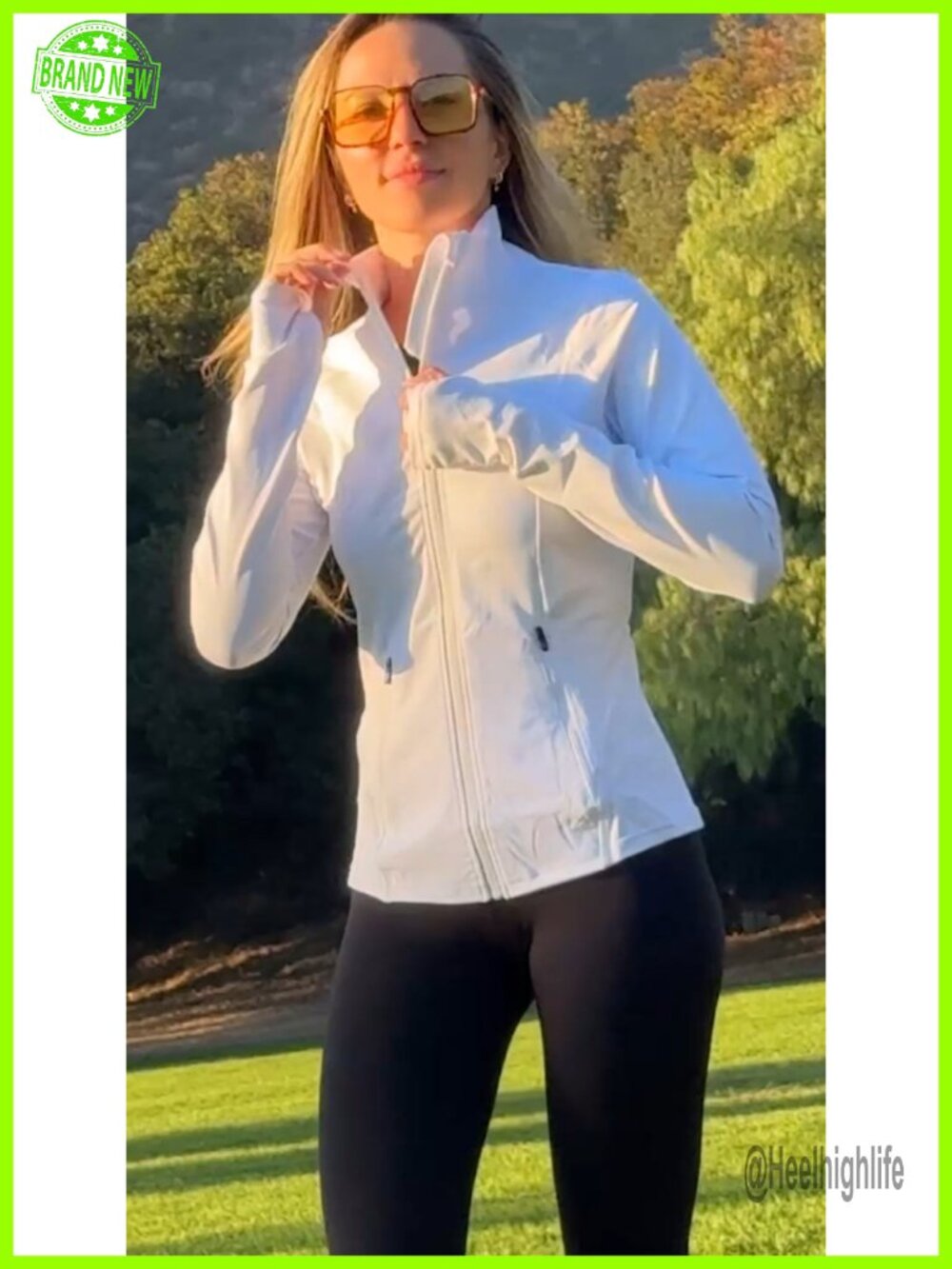 Zip Up Athletic Jacket with Pockets Thumb Holes Stretch Full Zip Running Yoga - Picture 7 of 7